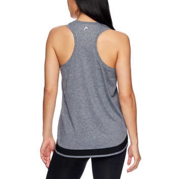 2for$15 NEW Head Women's Active Tank Top | Grey Loose Racerback Workout Shirts - Picture 3 of 4